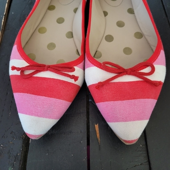 Boden Women's Flats Pointed Toe White Red Pink Stripes 41 U.S. 9.5 Shoes Girly - Picture 2 of 8